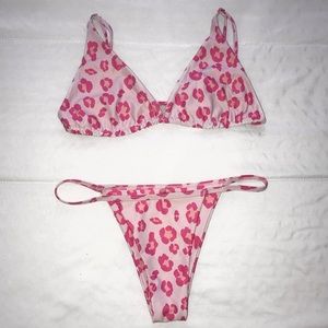 Zaful pink cheetah bikini